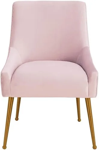 Vista 4 de Tov Furniture Beatrix - Silla auxiliar de comedor de terciopelo plisado (rubor)