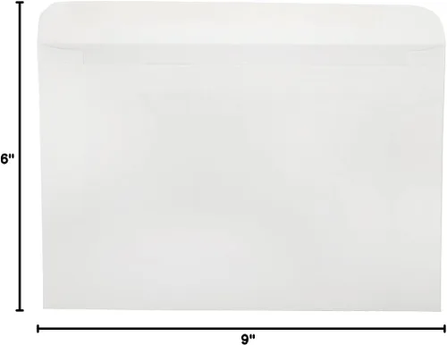 Vista 5 de JAM PAPER Sobres comerciales para ventana de 6 x 9 pulgadas, color blanco, paquete de 100 unidades Pack of 100