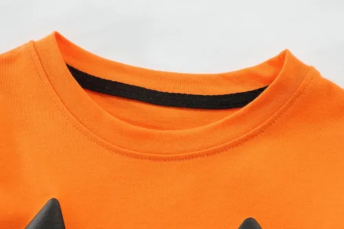 Vista 6 de Camiseta de Halloween para niños pequeños y niñas, con cara de calabaza que brilla en la oscuridad, esqueleto y dinosaurio, camiseta de manga larga