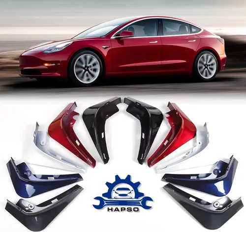Vista 7 de Protectores contra salpicaduras para Tesla Model 3 2017-2023 Guardabarros delantero y trasero sin perforación, accesorios de protección de barro