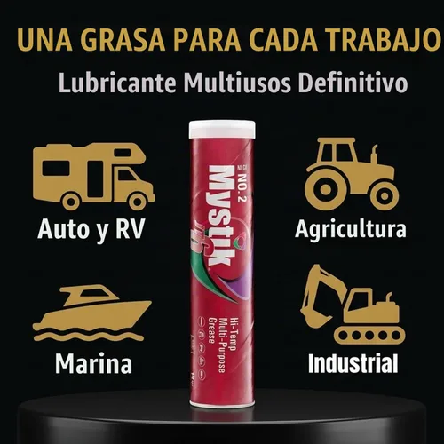Vista 2 de Mystik JT-6 Tubo de grasa de alta temperatura para pistola de engrase, complejo de litio rojo multiusos, NLGI 2, grasa para rodamientos de rueda, 14