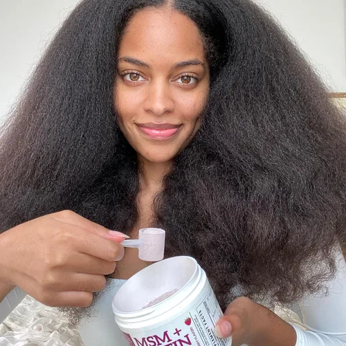 Vista 5 de Qhemet Biologics MSM + Biotin - Mezcla de bebida nutritiva para el cabello, vitaminas en polvo para apoyar un volumen exuberante, sílice de bambú