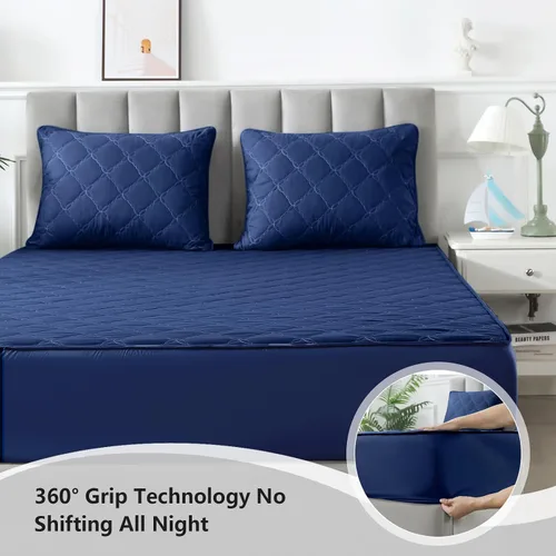 Vista 4 de Protector de colchón impermeable – Protector de colchón de tamaño individual silencioso y estilo sábana bajera Protección completa de cama