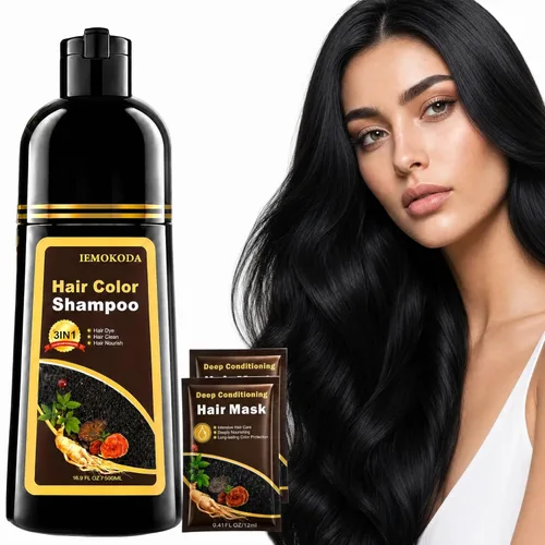 Vista 18 de Champú de tinte para el cabello 3 en 1 para mujeres y hombres, rica coloración de raíz a punta con extractos naturales, 3-4 semanas de duración