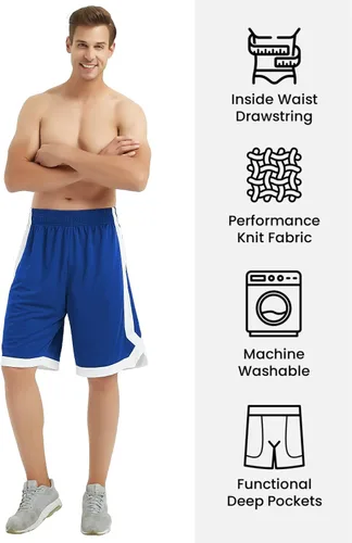 Vista 16 de TopTie Pantalones cortos de baloncesto de malla de 7 pulgadas con bolsillos para hombre, pantalones cortos deportivos activos de 2 tonos, pantalones