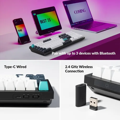 Vista 2 de Keychron Q6 Max QMKVIA Bluetooth Wireless 2.4 GHzUSB-C Teclado mecánico personalizado con cable, perilla programable de tamaño completo