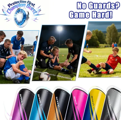 Vista 5 de newox - Espinilleras de fútbol para niños y jóvenes, protección de espinilleras para niños y niñas de 3 a 15 años, para niños y niñas