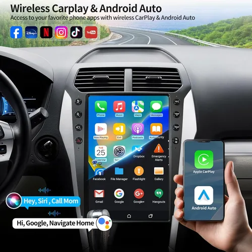 Vista 3 de Radio de coche para Ford Explorer 2011-2019 Actualización de radio con pantalla estilo Tesla de 14.4 pulgadas Unidad principal con Carplay