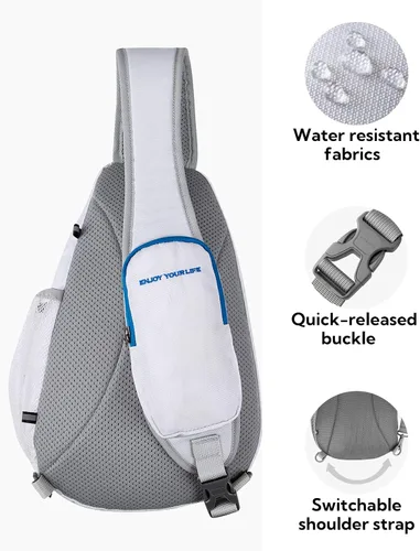 Vista 3 de Waterfly Bolso bandolera pequeño resistente al agua, mochila ligera con hombros y pecho para hombres y mujeres, senderismo y viajes