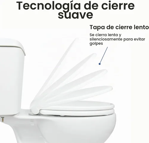 Vista 4 de LUXE TS1008R Asiento de inodoro redondo de cierre lento, ajuste cómodo