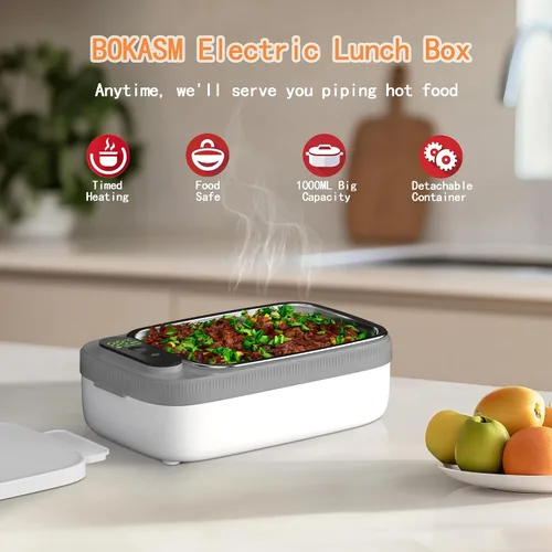 Vista 4 de Fiambera eléctrica portátil sin cables para hombres, fiambrera con calefacción, calentador de alimentos recargable con batería de 14000 mAh