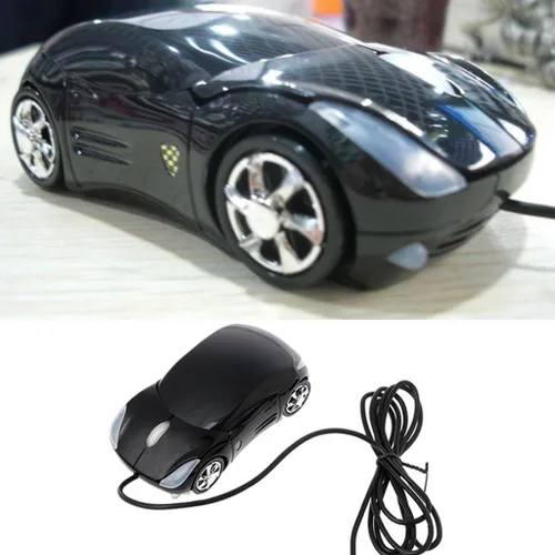 Vista 6 de 1000DPI Mini forma de coche USB óptico con cable innovador 2 faros ratón para PC ordenador portátil