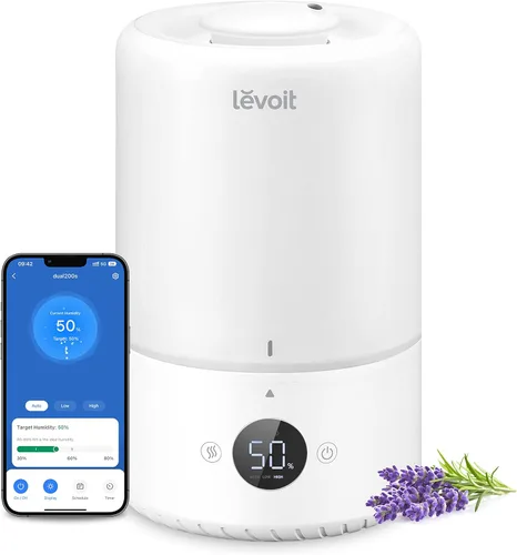 Vista 5 de LEVOIT Humidificadores para dormitorio y hogar, humidificador de aire inteligente de niebla cálida y fría para habitación grande y humidificadores