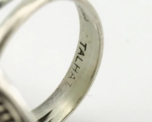 Vista 5 de Anillo Navajo 0.925 plata azul suroeste turquesa artista Talhat C.80's, Plata de ley, turquesa