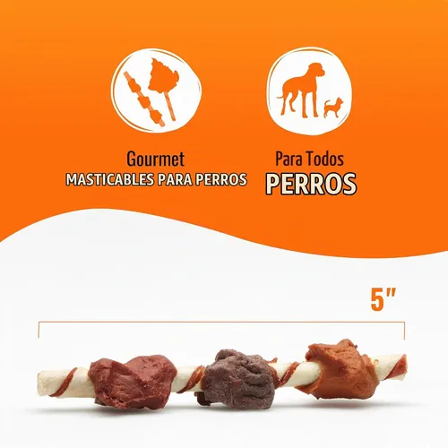 Vista 5 de Good'N'Fun - Brochetas de cuero crudo de triple sabor para perros