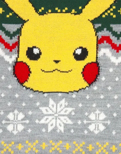 Vista 5 de Pokemon Jersey navideño Pikachu de punto festivo para niños y niñas