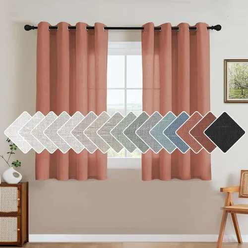 Vista 66 de H.VERSAILTEX Elegant - Cortinas texturizadas de lino natural mezclado con eficiencia energética, filtrado de luz, con ojales de níquel
