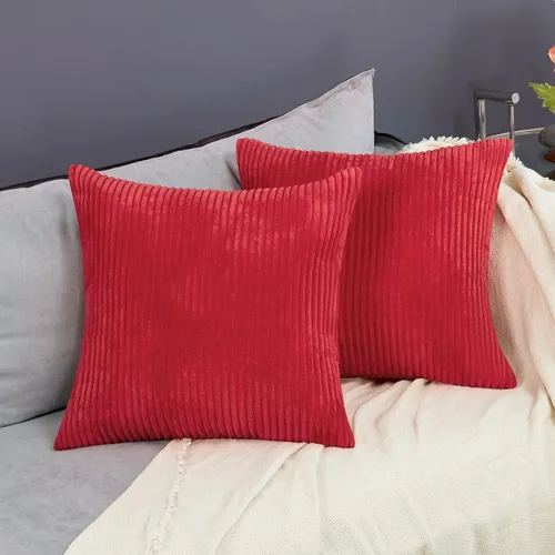 Vista 15 de Deconovo Fundas de Almohada Decorativas de Pana, Juego de 2 Fundas de Cojín Decorativas Suaves, Lavables a Máquina con Textura para Sofá, Sillón