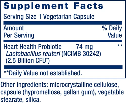 Vista 3 de Life Extension FLORASSIST Probiotic Heart Health, Lactobacillus reuteri 30242, promueve la salud del corazón y los niveles de colesterol ya