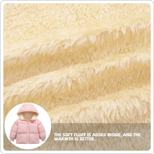 Vista 6 de Abrigo de invierno para niños pequeños, chaqueta de forro polar cálida con capucha para niñas y niños