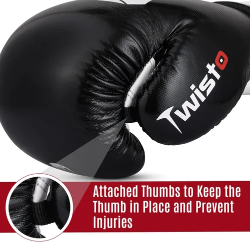 Vista 5 de Twisto Guantes de boxeo – Guantes de entrenamiento profesional y entrenamiento para hombres y mujeres – Muay Thai, MMA, kickboxing, bolsa pesada