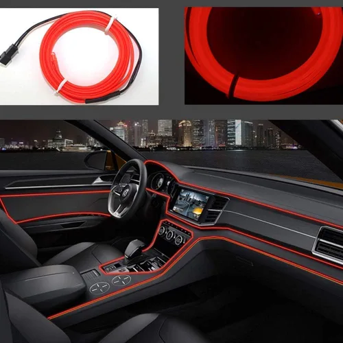 Vista 12 de ABALDI Luces Interiores de Coche Cable de Alambre EL Luces de Neón Ambiente Brillante Estroboscópico Electroluminiscente para Decoración