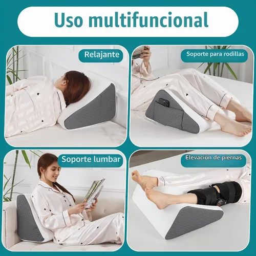Vista 6 de BALAPET Almohadas de elevación de piernas para después de la cirugía, soporte de espuma de piernas de 8.7 pulgadas y almohada de rodilla