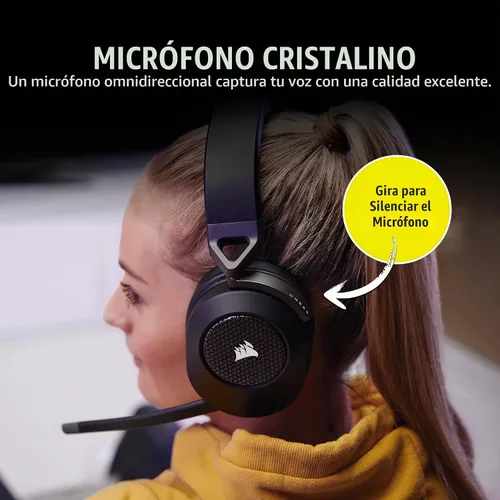 Vista 5 de [Usado] Corsair HS65 - Auriculares inalámbricos multiplataforma para juegos con Bluetooth - Audio Dolby 7.1 - Micrófono omnidireccional - Compatible
