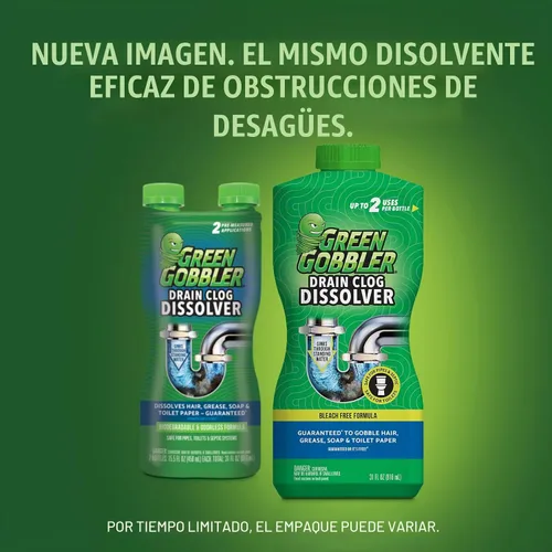 Vista 2 de Green Gobbler Disolvedor de obstrucciones de drenaje Potente abridor de drenaje líquido y removedor de obstrucciones de inodoro Seguro
