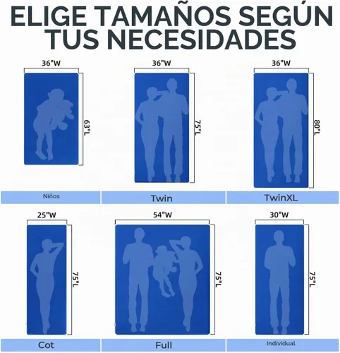 Vista 3 de Kingfun Colchón de espuma viscoelástica CertiPUR-US de 3 pulgadas, impermeable, enrollable, tapete grueso para dormir para tienda de campaña con Azul