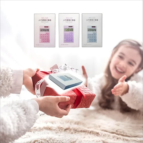 Vista 7 de Pequeña calculadora básica linda para niños, calculadora azul claro tamaño mini bolsillo