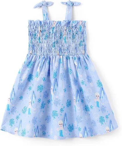Vista 18 de Disney Vestido de princesa Frozen, Elsa, Minnie Stitch, para niña, con lazo, tirantes fruncidos, traje de verano, para fiesta de cumpleaños, 2-9 años
