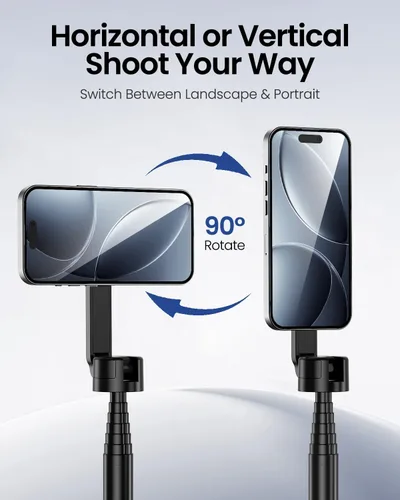 Vista 5 de UBeesize - Trípode para teléfono MagSafe Selfie Stick de 70 pulgadas con apertura automática para iPhone y Android Soporte magnético con soporte