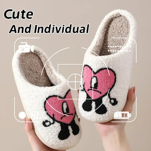 Vista 2 de LEZIRTOI Bad Cute Bunny Slippers For Women Men Couple Casual Shoes Cartoon Plush Indoor Outdoor Slipper Winter Love Pattern Slippers House Slippers