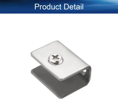 Vista 3 de 4 piezas de acero inoxidable ajustable soporte de estante de vidrio rectangular pequeña puerta gabinete abrazadera clip soporte para 0.236-0.315 in