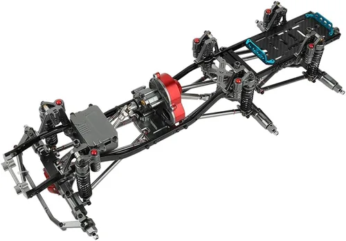 Vista 11 de Juego de marcos de chasis de 17.717 in de distancia entre ejes de 6 x 6 con transmisión frontal, medio trasero, eje completo para 1/10 RC Crawler