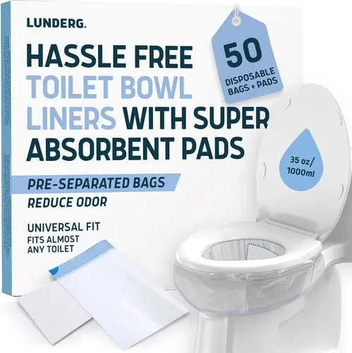 Vista 11 de Revestimientos de inodoros Lunderg con almohadillas súper absorbentes perfumadas con limón - Paquete de valor 20 unidades de ajuste universal