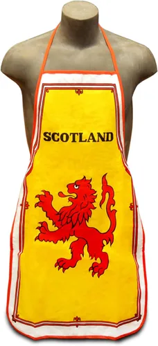 Vista 2 de Royal Banner of Scotland - Juego de cocina y barbacoa con delantal, guante de horno y soporte para ollas, bandera desenfrenada de león, Amarillo