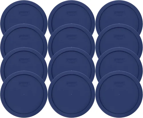 Vista 4 de Pyrex 7402-PC 6/7 Cup Tapa de repuesto redonda de plástico para almacenamiento de alimentos, color azul oscuro, fabricada en Estados Unidos