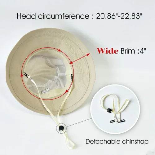 Vista 3 de Somaler Sombreros de sol de ala ancha de algodón para mujer, UPF50+, con protección UV, para playa, para viajes