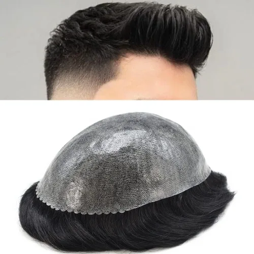 Vista 29 de Extensiones de pelo y tupés para hombre, sistema de cabello humano de poliéster completo para hombre, postizo de repuesto para hombre, protesis