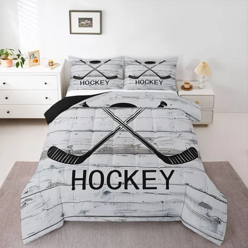 Vista 32 de Erosebridal Edredón de plumón de hockey sobre hielo, juego de edredón de jugador de hockey para adolescentes, niños y hombres, juego de ropa de cama