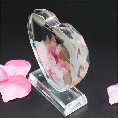 Vista 4 de Marco de fotos de cristal 3D personalizado para parejas, marco de fotos personalizado con texto de imagen, regalos de fotos personalizados