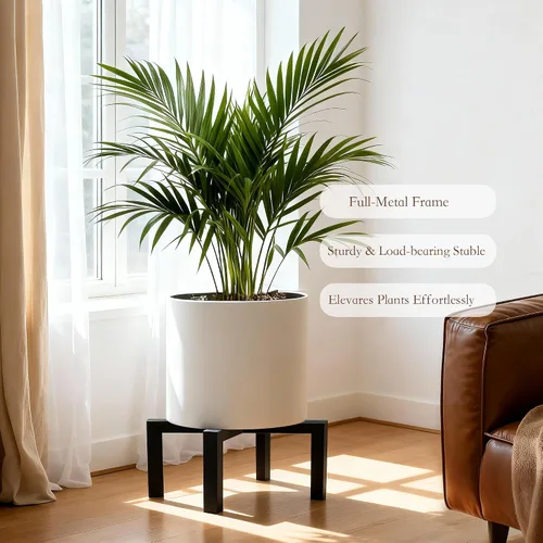Vista 2 de Paquete de 2 soportes metálicos de 10 pulgadas para interiores y exteriores, taburetes resistentes para interiores, soportes modernos de mediados
