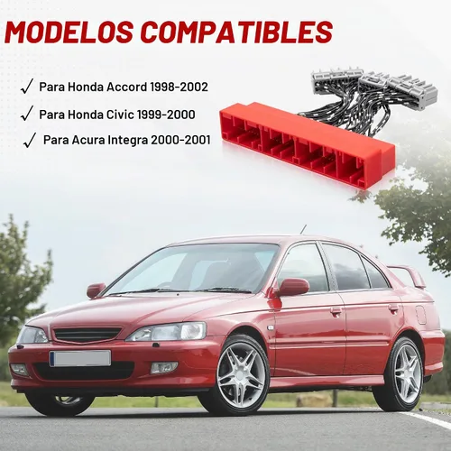 Vista 2 de RED WOLF Arnés de puente de conversión OBD2B a OBD1 ECU compatible con Honda Accord 1998-2002, Civic 1999-2000, Acura Integra 2000-2001, arnés