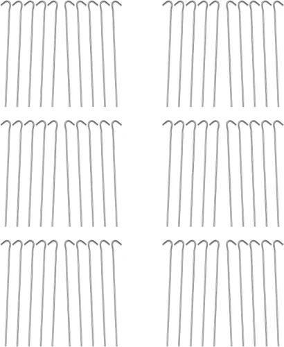 Vista 6 de HUJI 20 estacas de acero galvanizado para tienda de campaña 20 anclajes de tierra