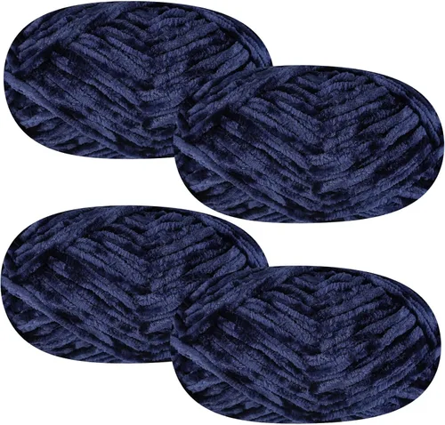 Vista 11 de 4 piezas de 400g de hilo de terciopelo chenilla suave para tejer a ganchillo, hilo esponjoso y cálido para tejer y ganchillo, manualidades DIY Rosa
