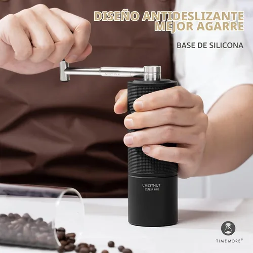 Vista 5 de TIMEMORE Molinillo de café manual Chestnut C3 ESP Pro, molinillo de café de mano, molinillo de café de acero inoxidable S2C con mango plegable
