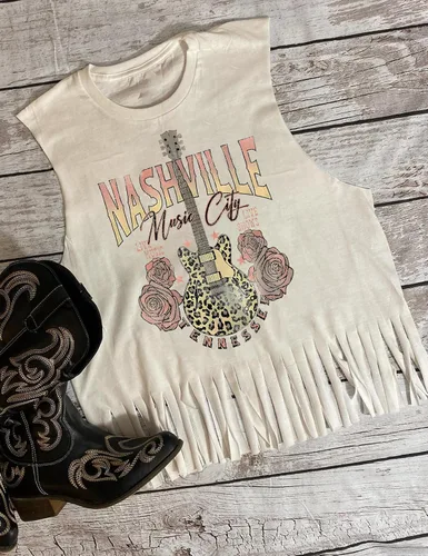 Vista 3 de iliheyov Nashville - Camiseta sin mangas para mujer, diseño de festival de música country, estampado gráfico, sin mangas, Nash Music
