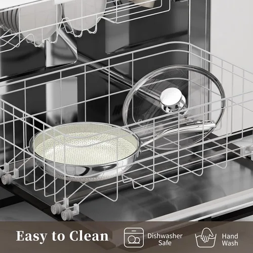 Vista 8 de Sartén antiadherente de 8 pulgadas con tapa, sartén híbrida de acero inoxidable